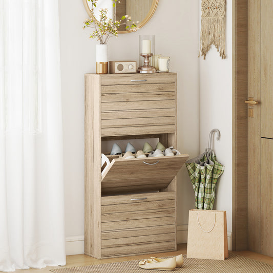 HOMCOM 12-Shoe Flip Drawer Storage Cabinet
