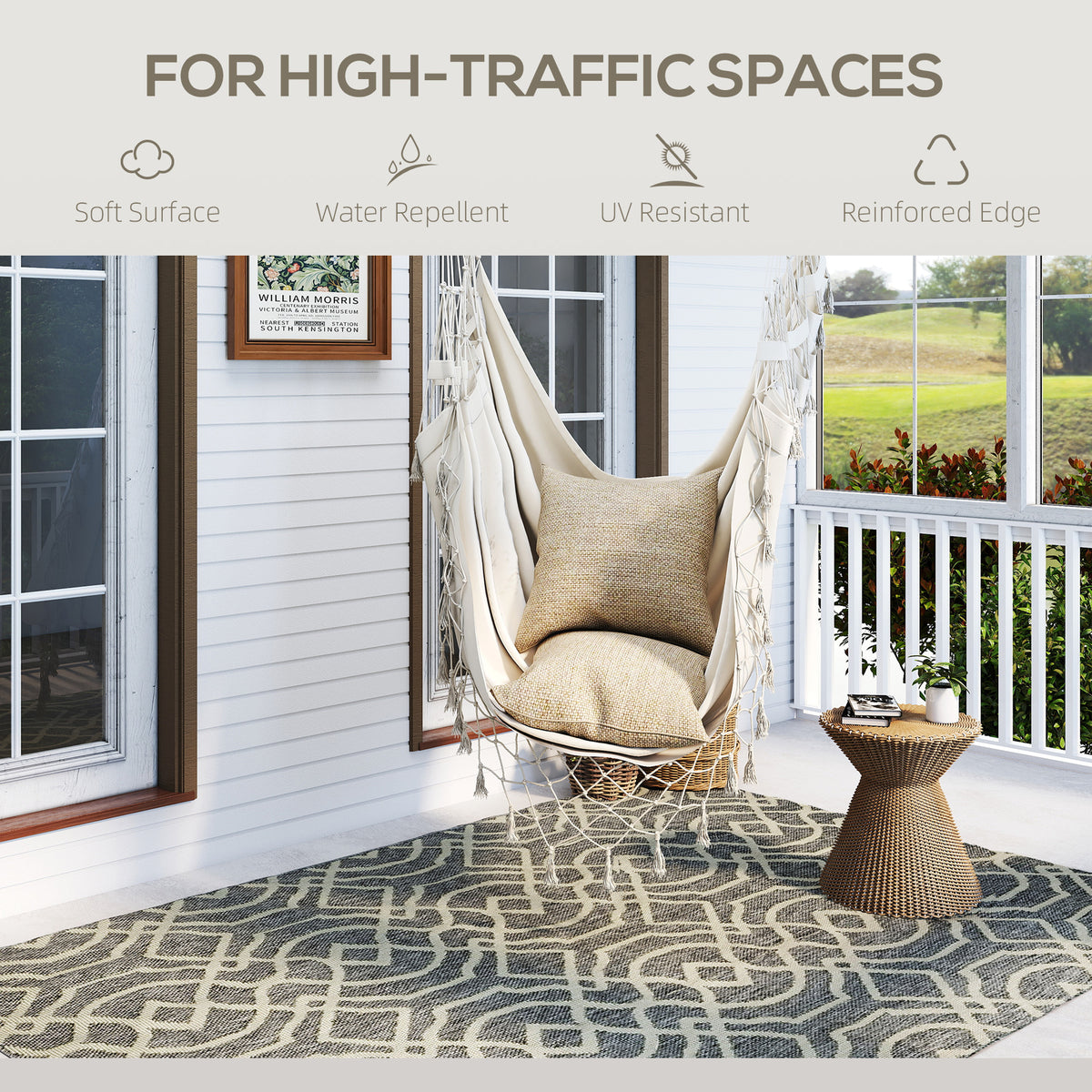 HOMCOM UV Resistant Indoor & Outdoor Area Rug in Grey