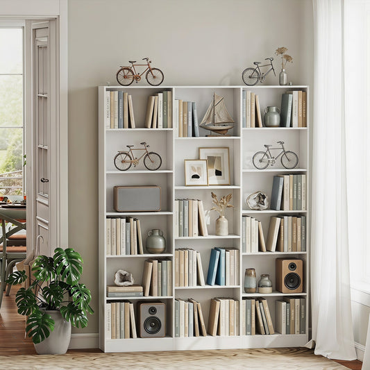 HOMCOM Bookcase with Open Storage, 6-Tier Bookshelf with Anti-Tipping Hardware, White