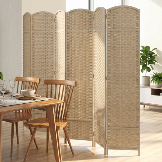 The room divider is set up between a dining table and a sideboard in a bright room
