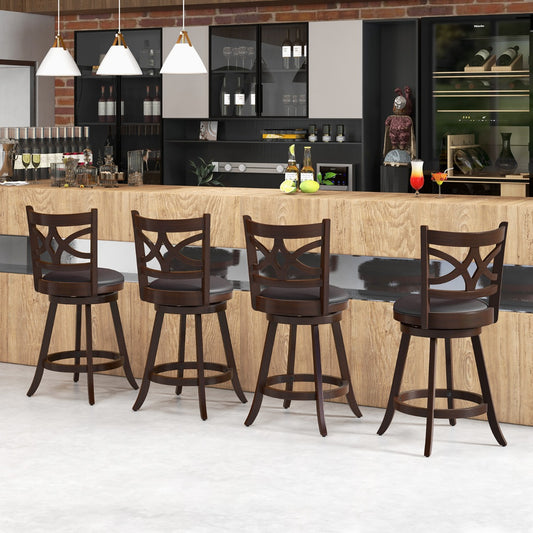 Four swivel bar stools in a domestic kitchen setting