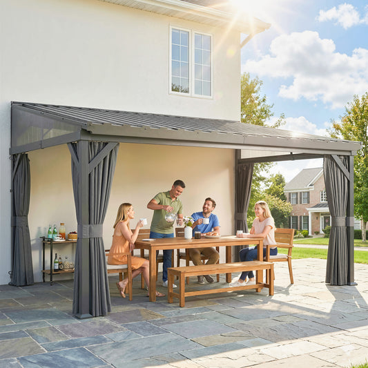 Outsunny Garden Pergola with Galvanised Steel Roof in Dark Grey