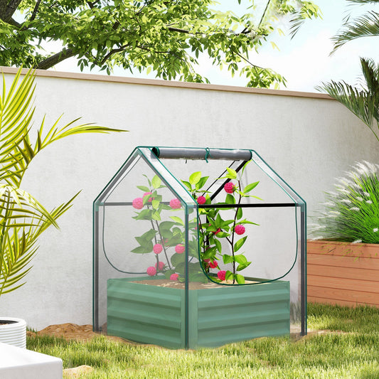 Outsunny حوض زراعة حدائق مع غطاء، 61 × 61 سم - أخضر