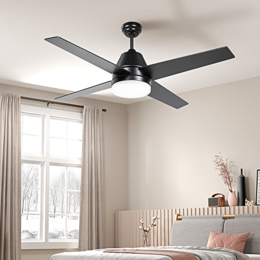 HOMCOM Ceiling Fan with LED Light in Black and Walnut Brown