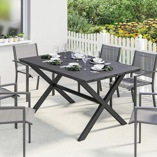 Outsunny Garden Dining Table for 6 in Black
