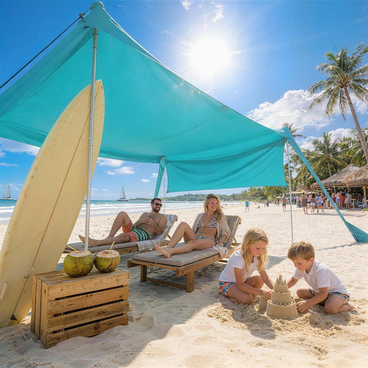 Outsunny Beach Tent Event Shelter in Sky Blue