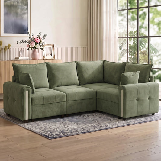 HOMCOM 228cm L Shaped Sofa with Lift-Up Storage in Dark Green