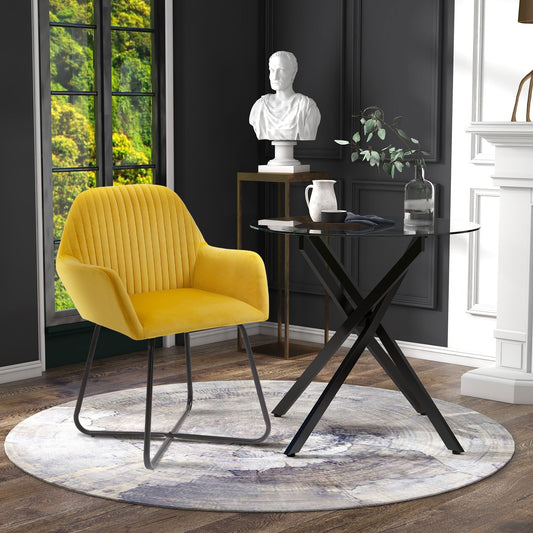 HOMCOM Modern Dining Furniture Set with Round Table and Accent Armchair Black and Yellow