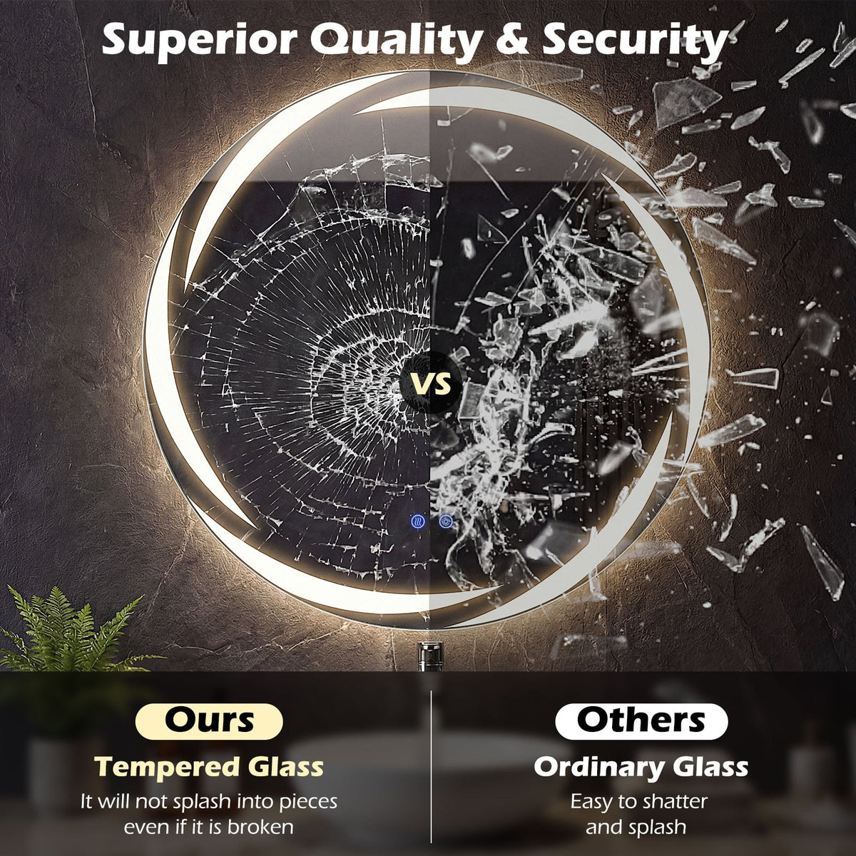 70 cm Round LED Bathroom Mirror with Memory Function
