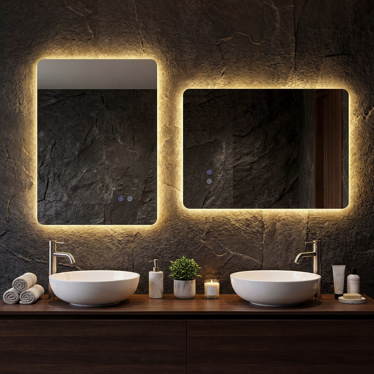 70 cm x 50 cm Rectangle LED Lighted Mirror Wall Mounted Mirror