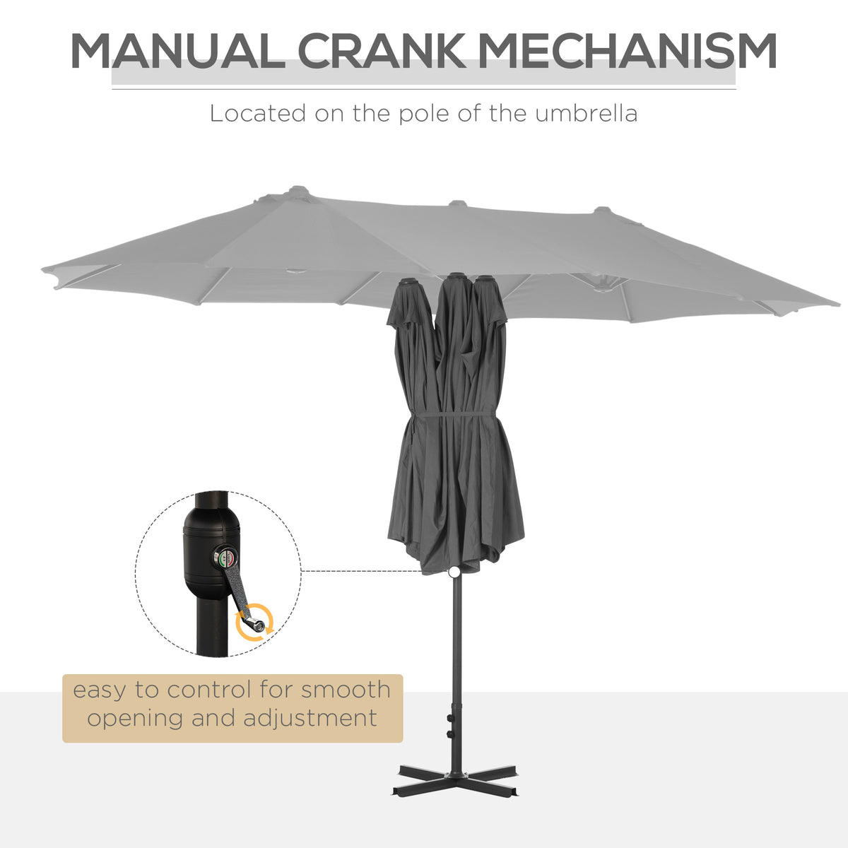 Outsunny 4.6M Sun Umbrella Canopy in Grey