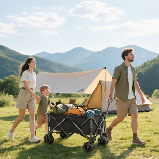 Outsunny Outdoor Folding Garden Trolley on Wheels in Black