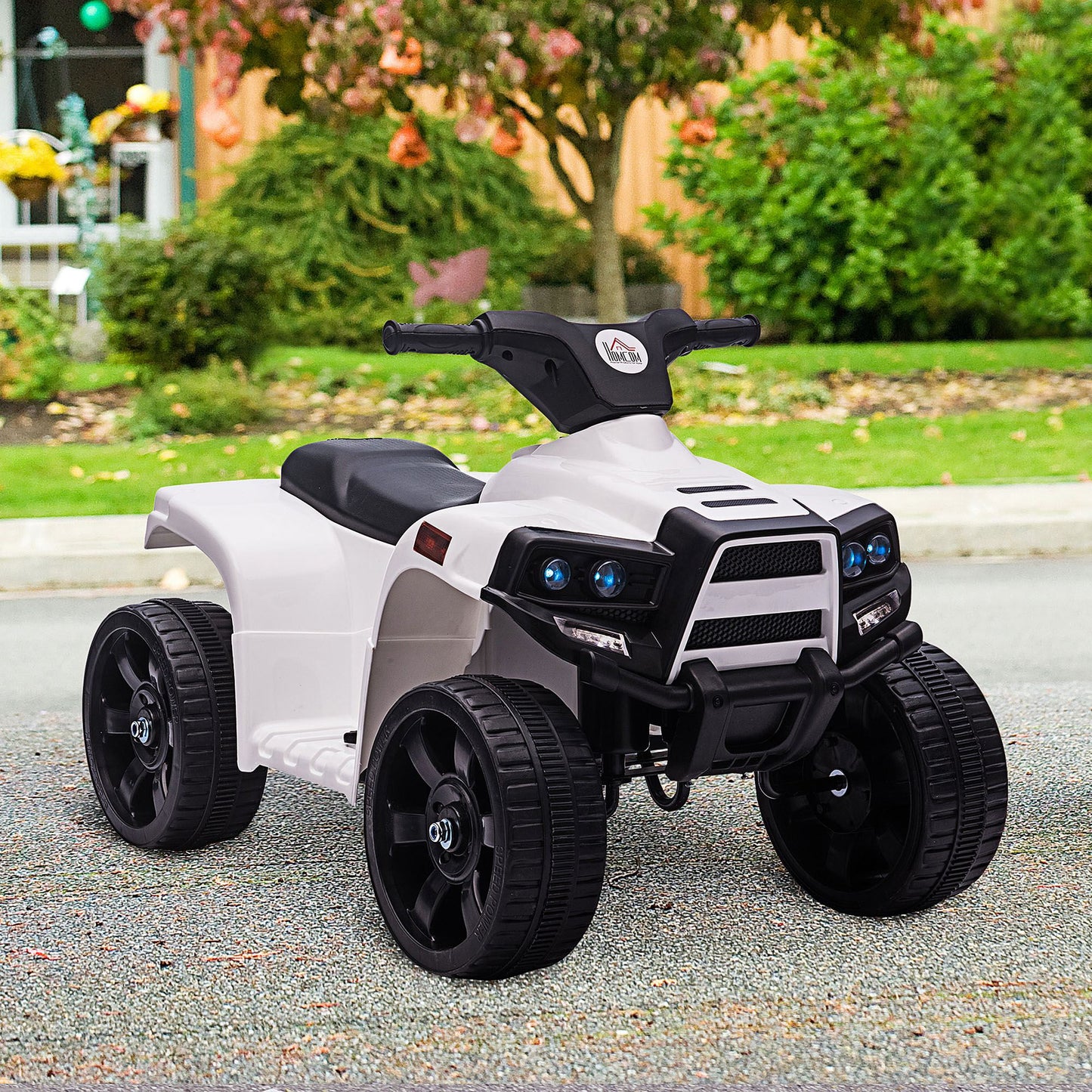 HOMCOM 6V Kids Electric Ride on Car, ATV Toy, Quad Bike with Headlights, Horn, for Toddlers 18-36 Months White