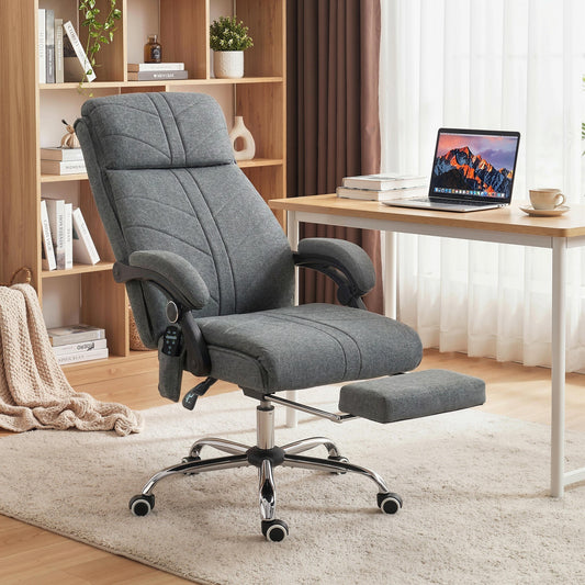 Vinsetto High Back Vibration Massage Office Chair with Footrest, Heated, Grey