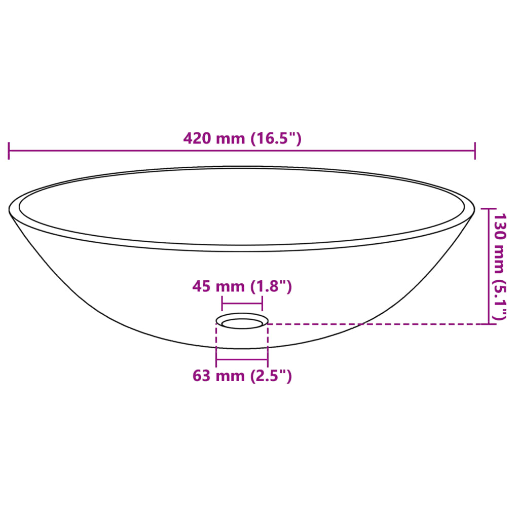 vidaXL Basin Tempered Glass 42 cm Transparent 4