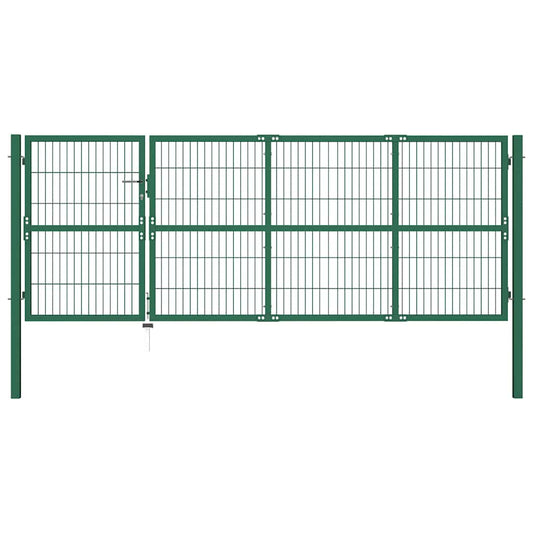 Garden Gate with Posts Steel 350 x 120 cm