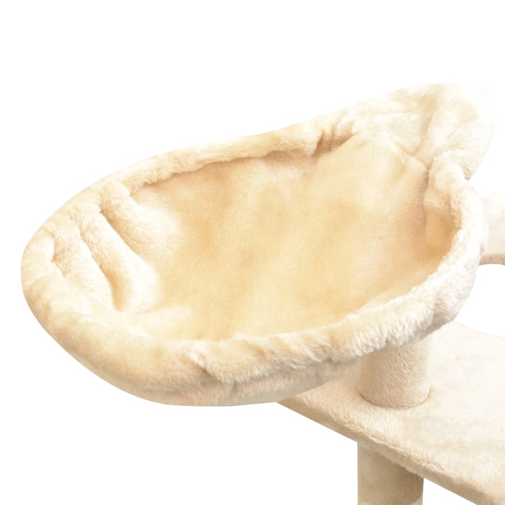 vidaXL Cat Tree | Beige | Wooden frame, sisal rope, plush | 150 cm tall 5