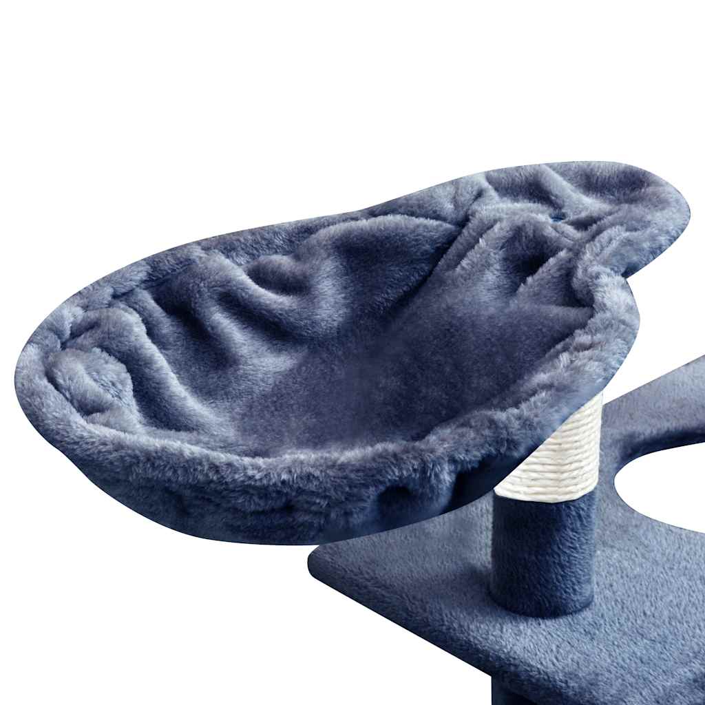 vidaXL Cat Tree | Dark Blue | Wooden Frame | Large | Durable | Cat Tree | Modern 5