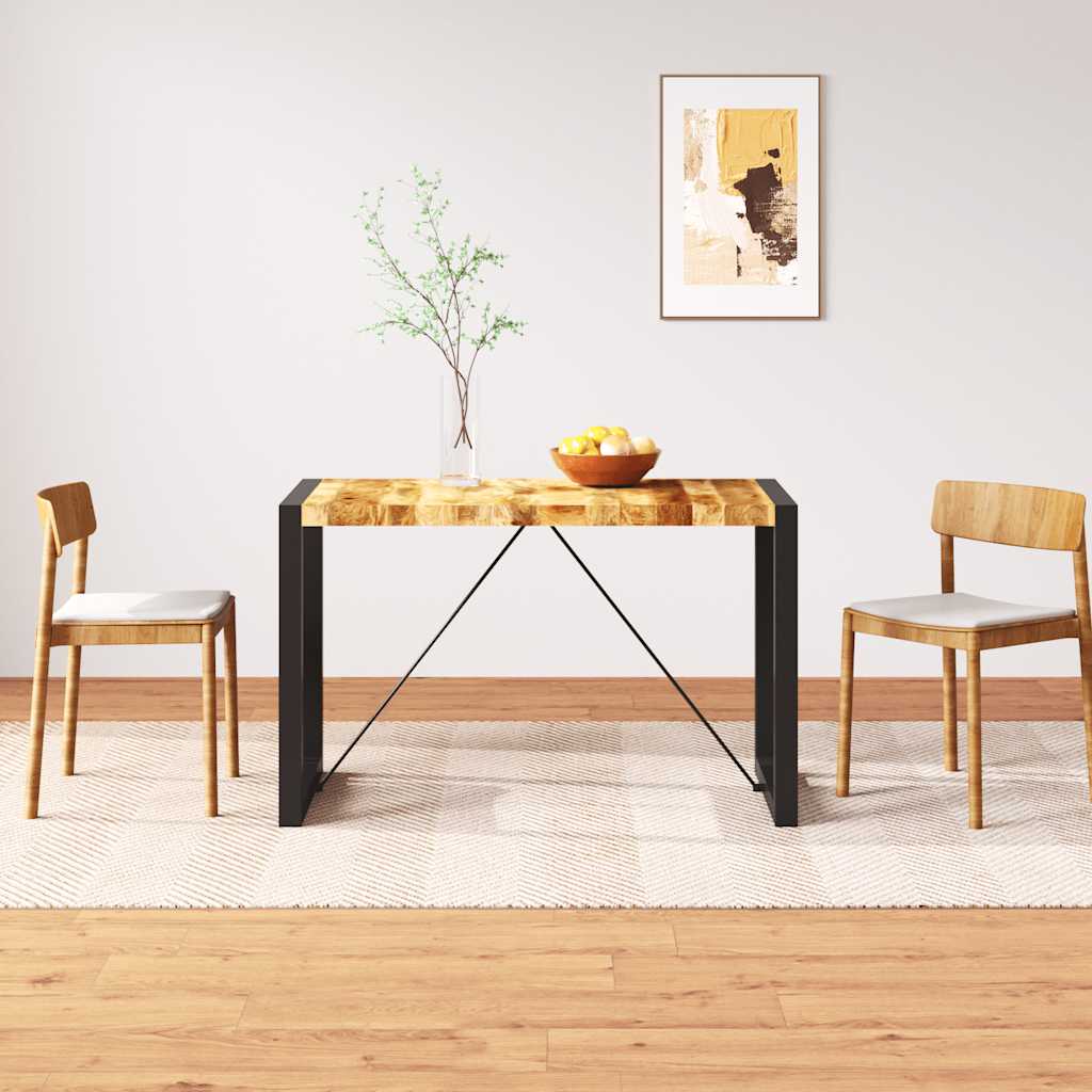 Dining Table 120 cm Black Height 76 cm 60 cm Solid rough mango wood