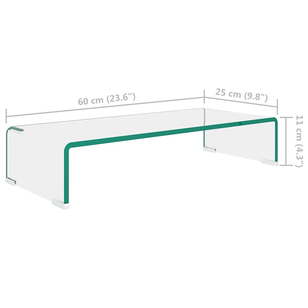 vidaXL TV Stand | Clear | Tempered Glass, Plastic | 60 x 25 x 11 cm | Ergonomic 6