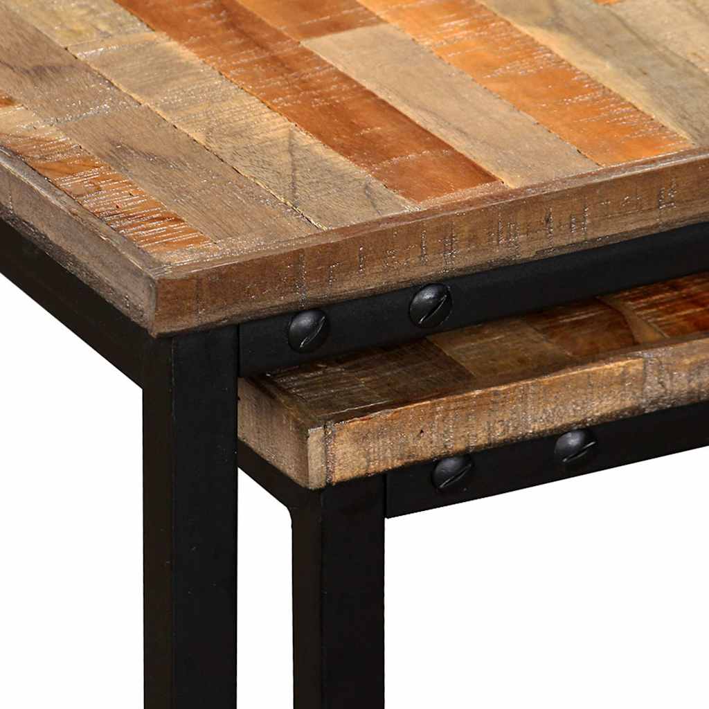 vidaXL Coffee Table | Set of 2 | Brown | Reclaimed teak | Large & Small 6