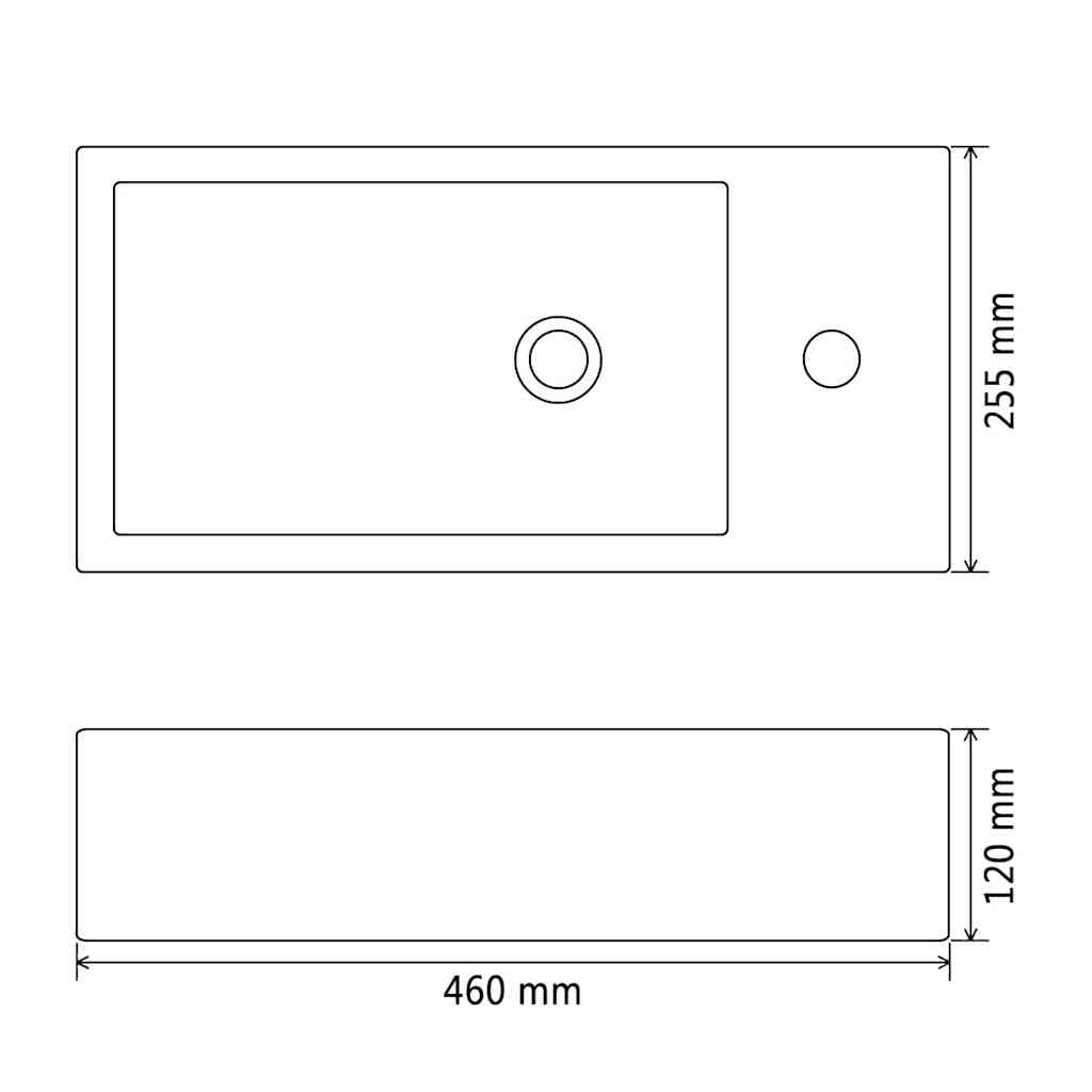 142738 vidaXL Basin with Faucet Hole Rectangular Ceramic Black 46x25,5x12 cm 6