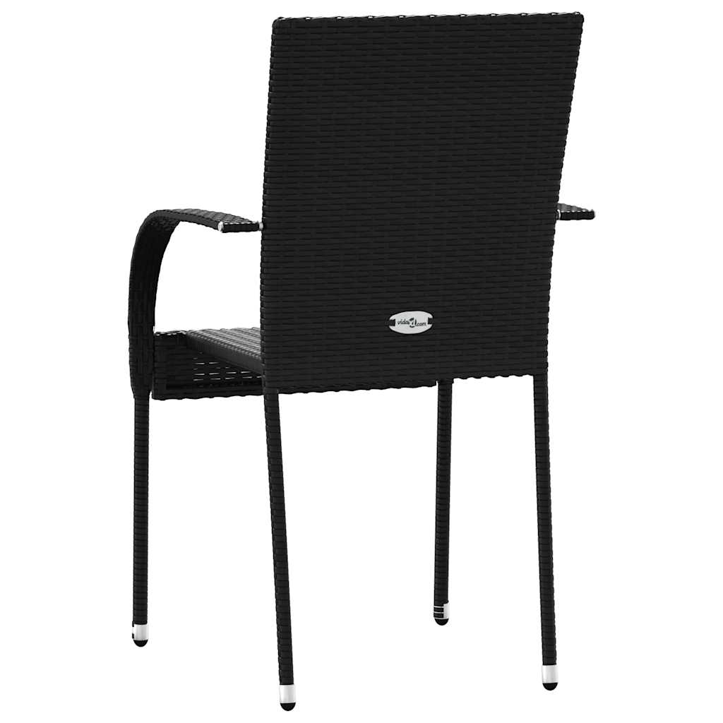 vidaXL Stackable Outdoor Chairs 2 pcs Poly Rattan Black 6