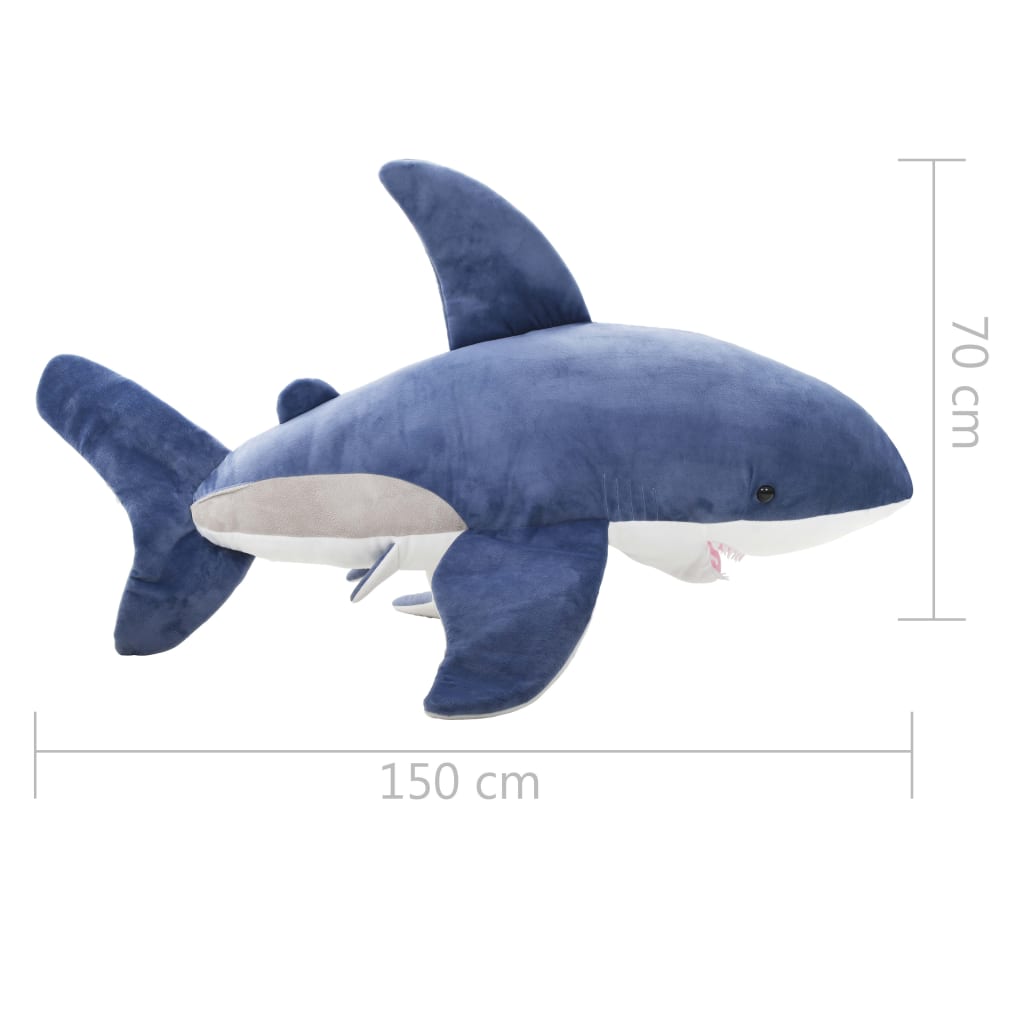 vidaXL White Shark Cuddly Toy Plush Blue and White 5