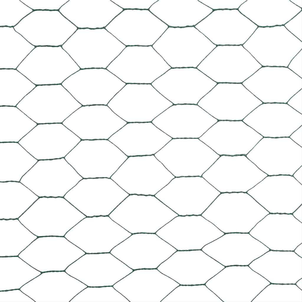 vidaXL Chicken Wire Fence Steel with PVC Coating 25x1.5 m Green 4