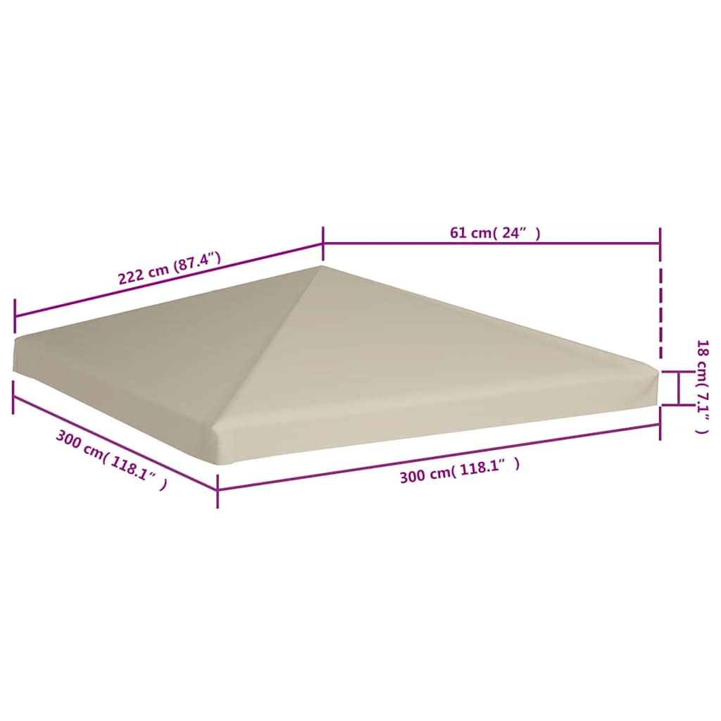 vidaXL Gazebo Top Cover | Beige | Polyester with PVC coating | 3x3 meters 6
