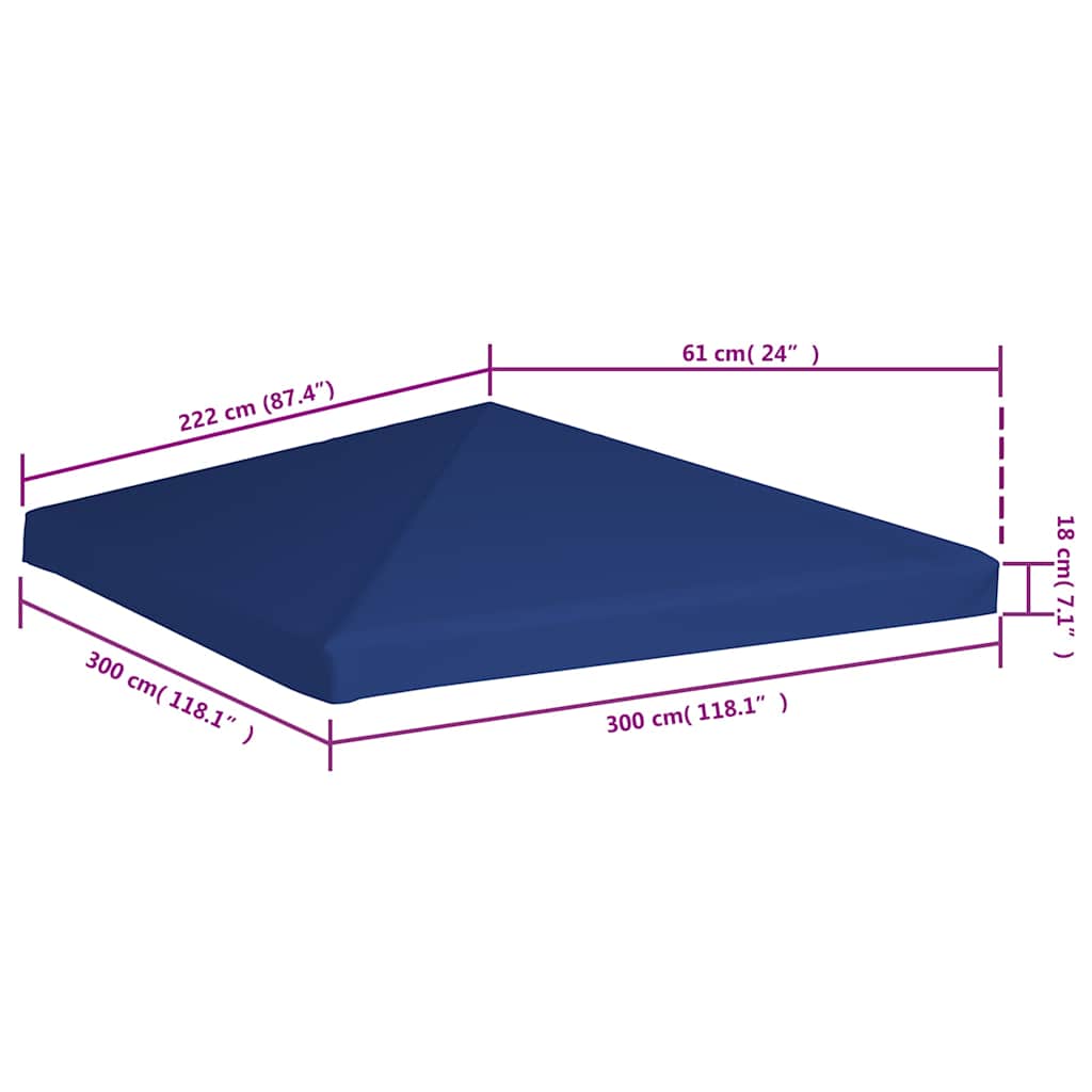 vidaXL Gazebo Top Cover | Blue | Polyester with PVC coating | 3 x 3 m 6
