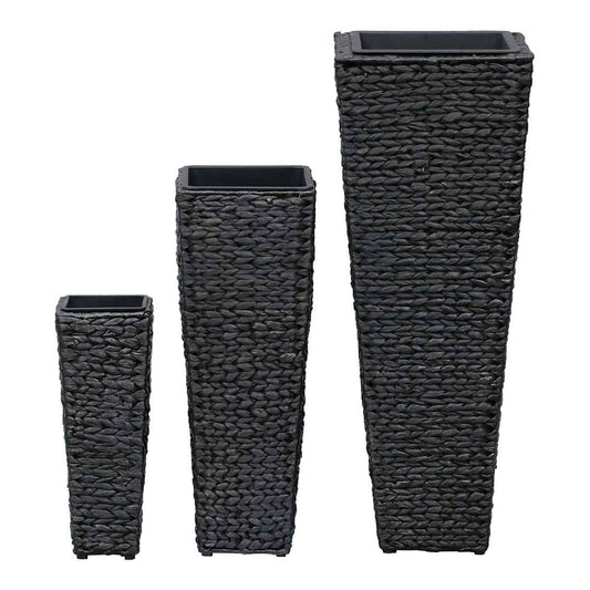 Raised Beds 3 pcs Water Hyacinth Black