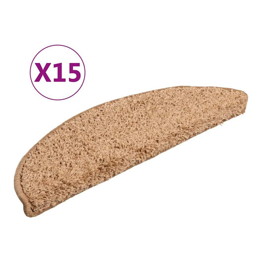 Stair Mats 56x17x3 cm Half Round Width 56 cm 15 Beige