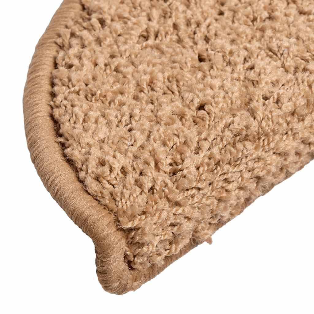 vidaXL Stair Mats 15 pcs 56x17x3 cm Beige Half Round 6