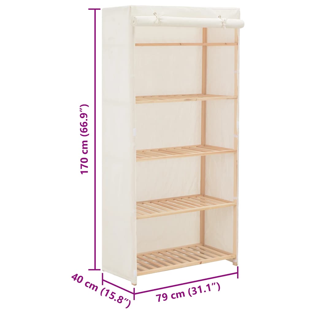 vidaXL Wardrobe | White | Cotton, Polyester, Solid fir wood | 79x40x170 cm 6