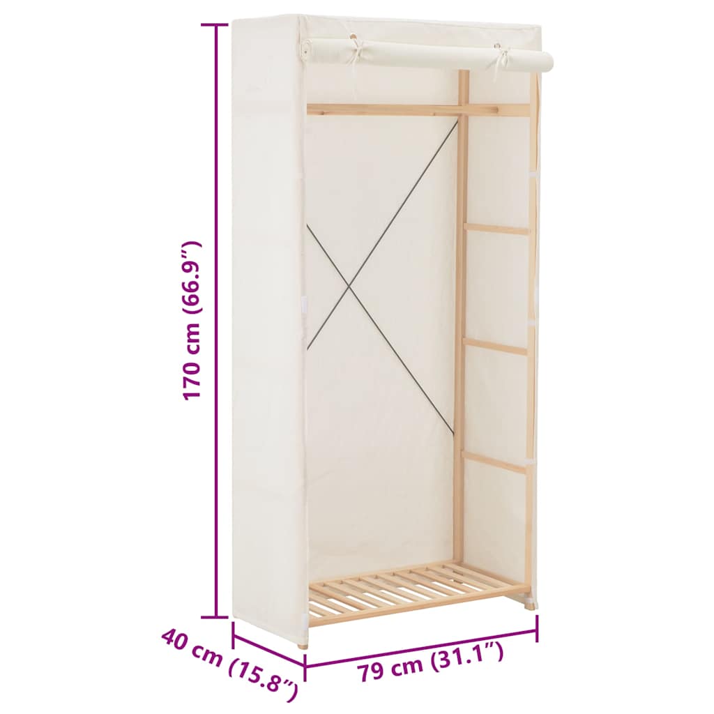 vidaXL Wardrobe | White | Fabric and solid fir wood frame | 79 x 40 x 170 cm 6