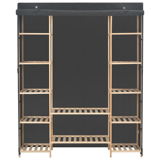vidaXL Wardrobe | Grey | Fabric and solid fir wood | 135 cm x 40 cm x 170 cm 2