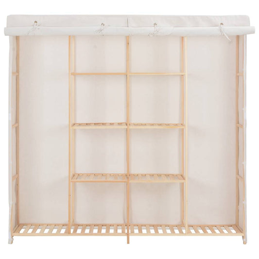 vidaXL Wardrobe | White | Cotton and Polyester fabric, Solid fir wood 2