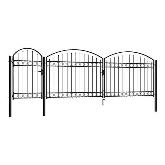Garden Fence Gate with Arched Top ASSEN Steel Black 5 m 1.25 m