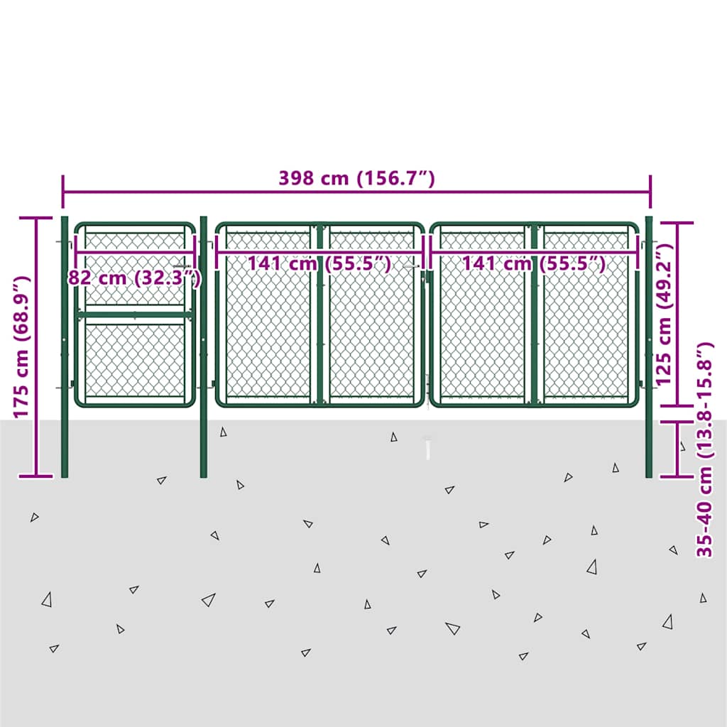 Garden Gate Steel Green 125 cm