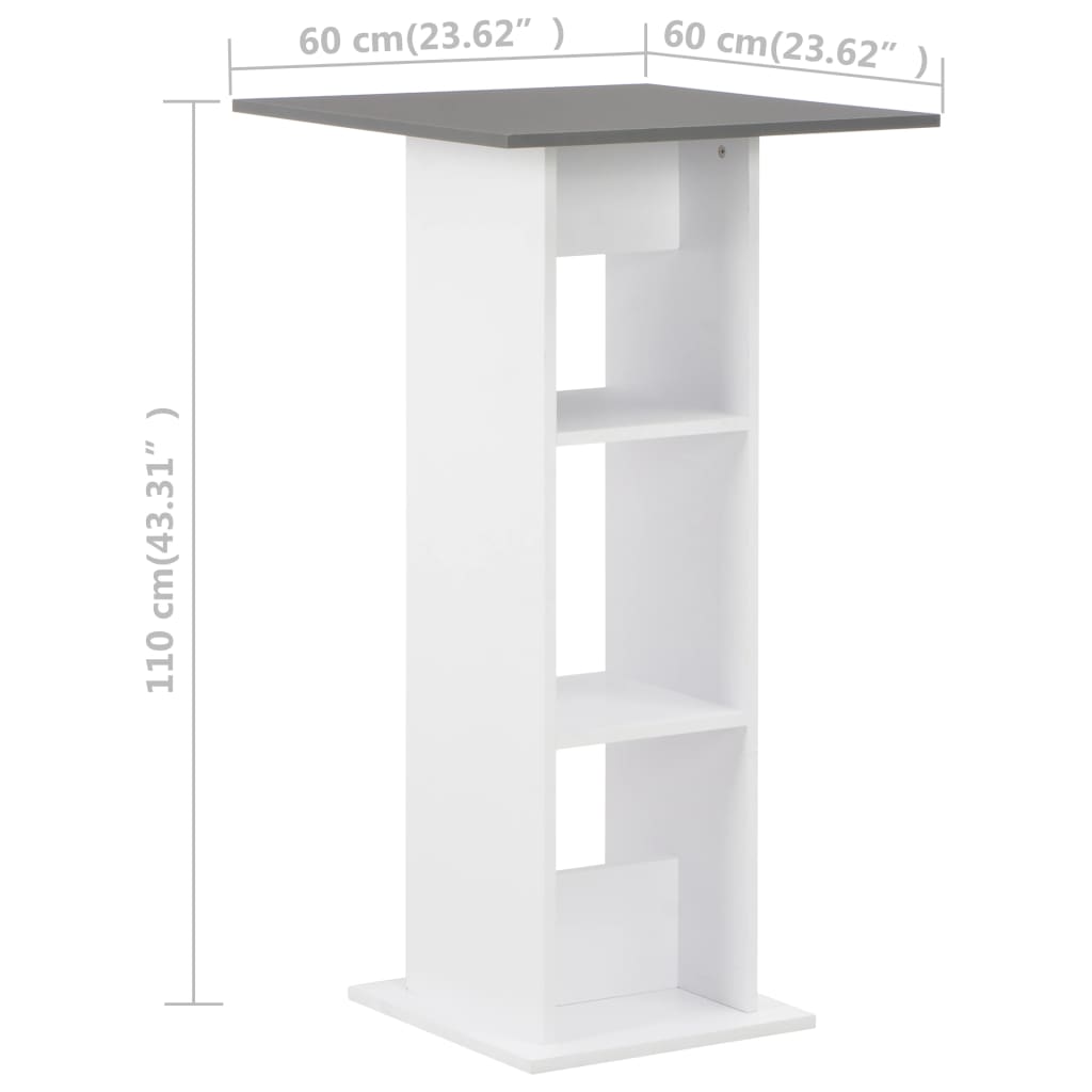 vidaXL Bar Table | White and Anthracite Grey | Engineered wood | Standard 6