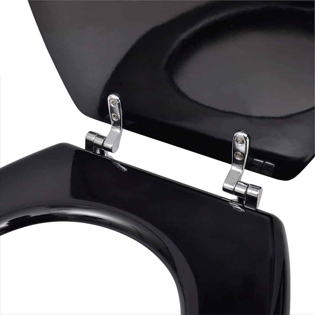 vidaXL Toilet Seats with Lids 2 pcs MDF Black 6