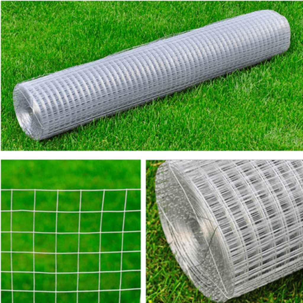 140117 vidaXL Mesh Fence Galvanised Steel Square 1x25 m Silver 5