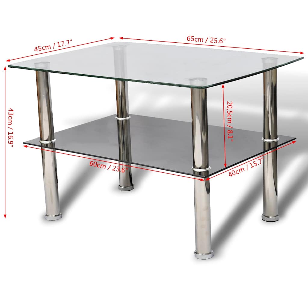 vidaXL Coffee Table | Transparent, Black | Tempered Glass | Small | Durable 5