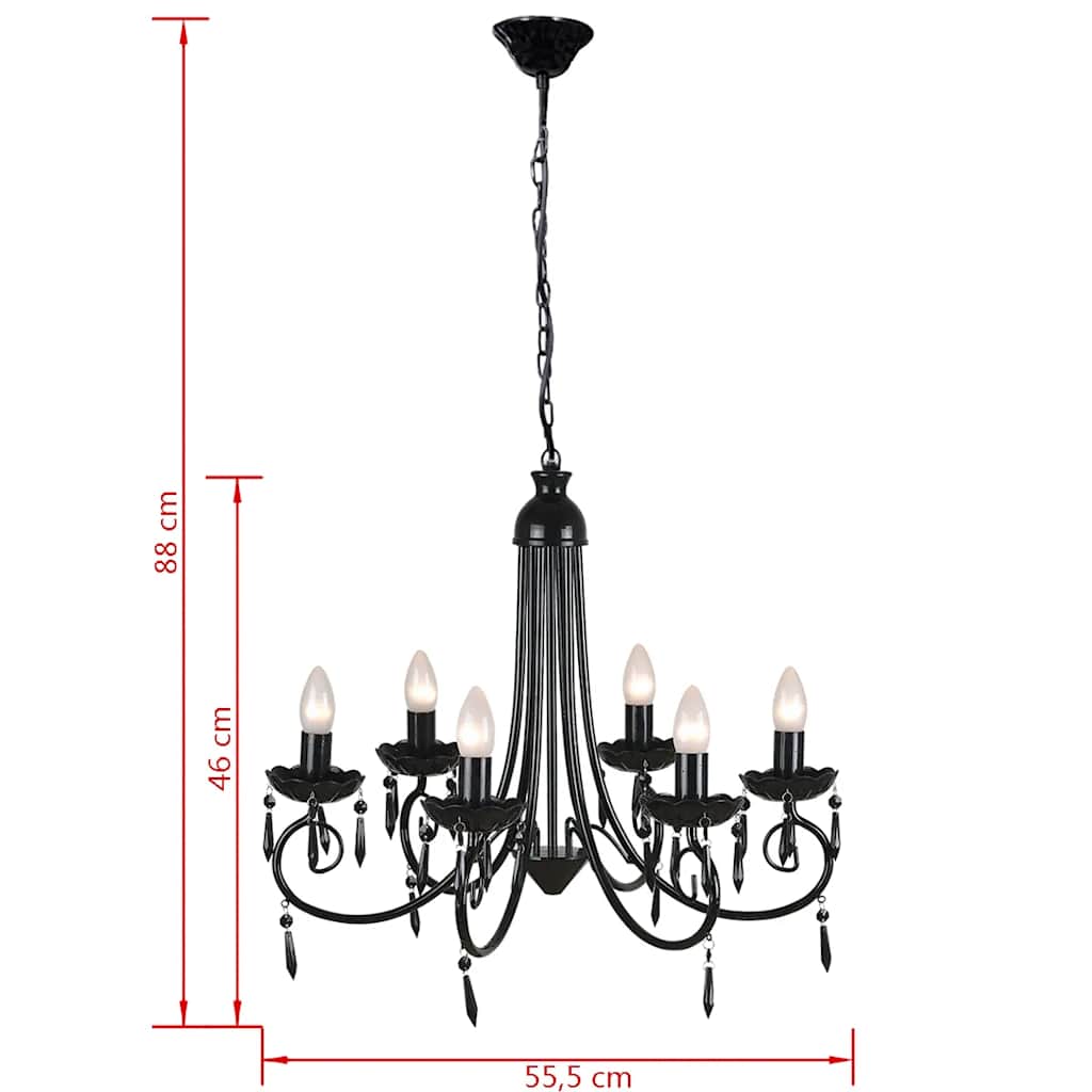 vidaXL Chandelier | Black | Acrylic, Metal | Medium | Decorative Inlays 5