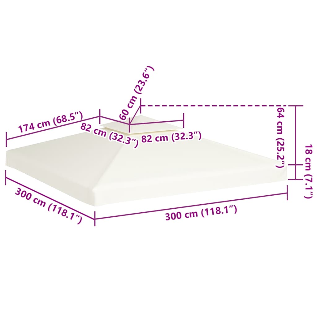 vidaXL Gazebo Cover Canopy Replacement 310 g / m² Cream White 3 x 3 m 6
