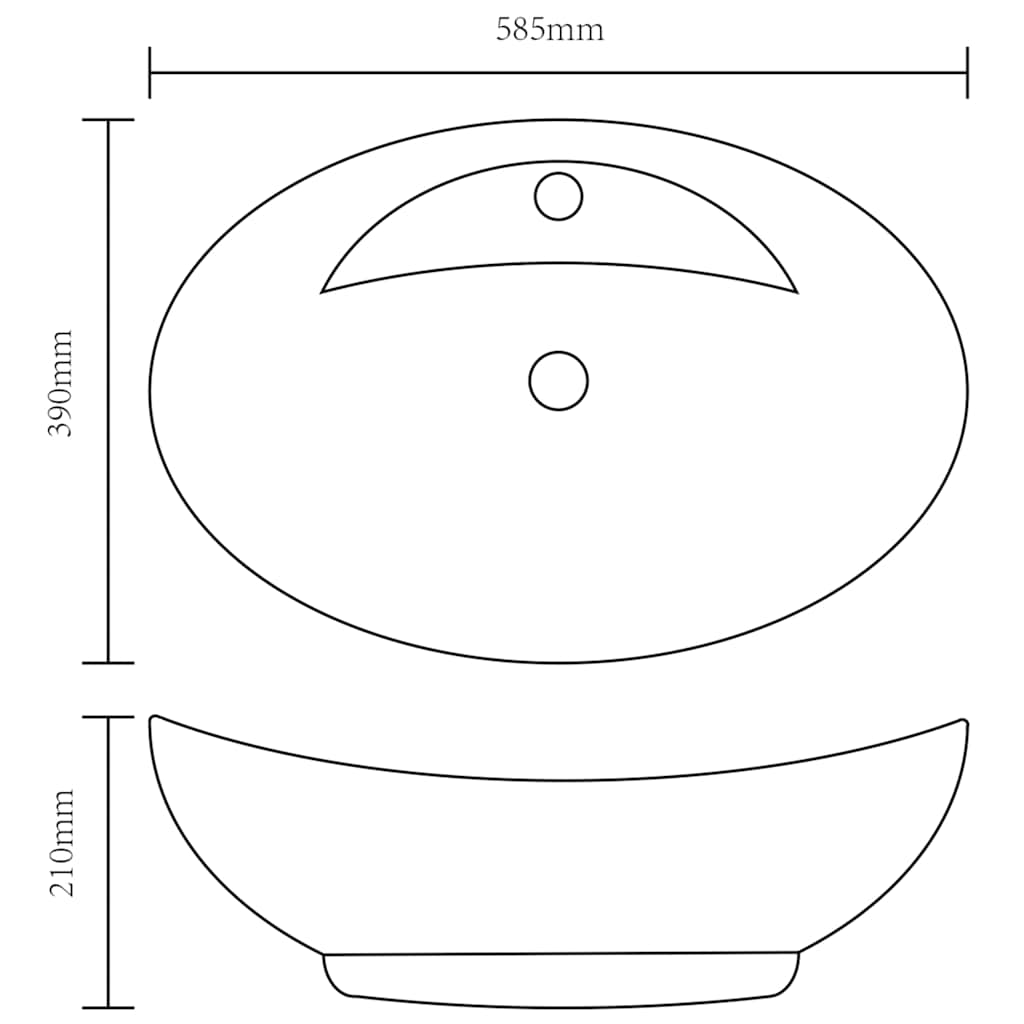 Luxury Ceramic Basin Oval with Overflow and Faucet Hole 6