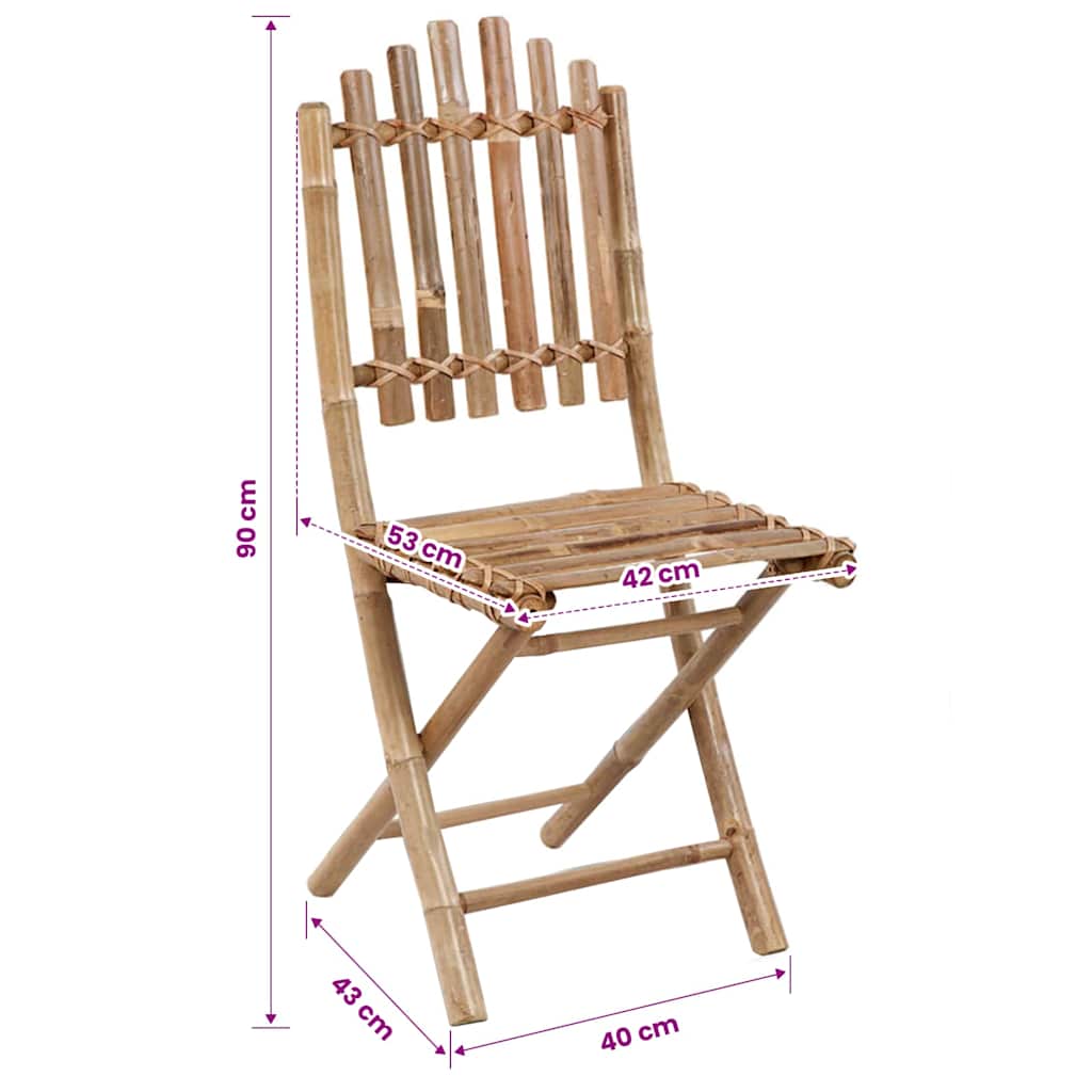 vidaXL Folding Chairs 2 pcs Bamboo 6