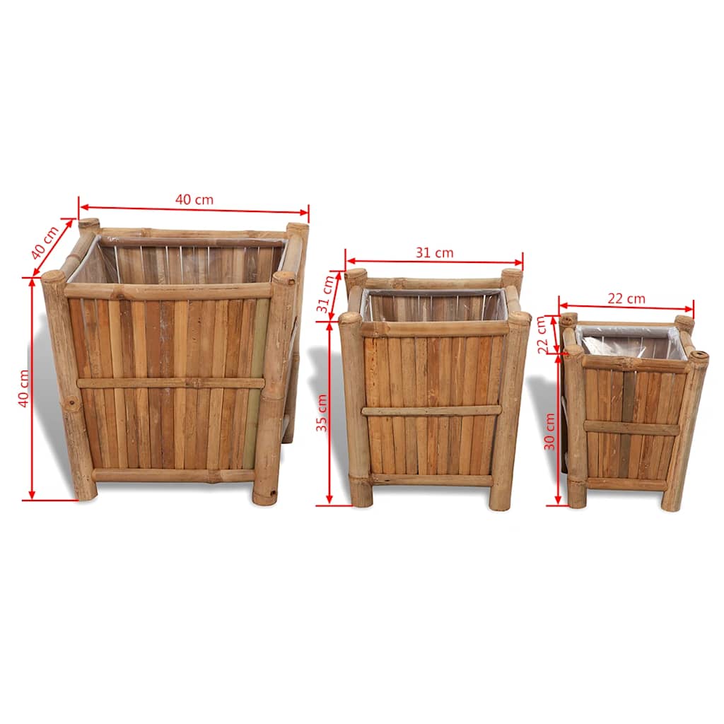 vidaXL Raised Bed | Set of 3 | Natural Bamboo | Bamboo 6