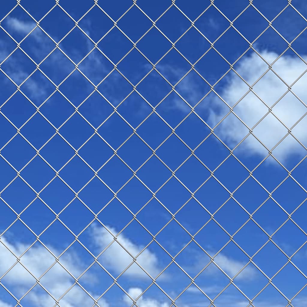 141491 vidaXL Chain Link Fence Galvanised Steel 25x1 m Silver 3